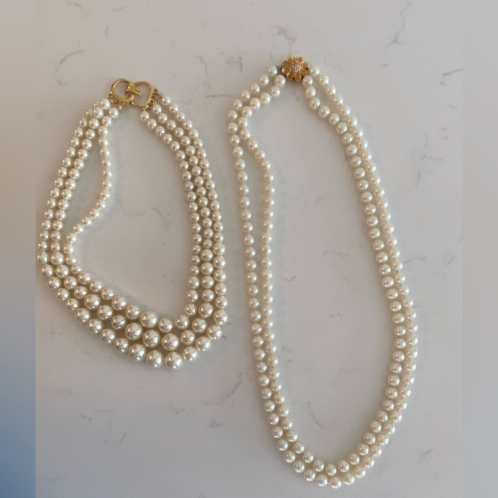 Vintage Faux Pearl Necklaces group of 2.